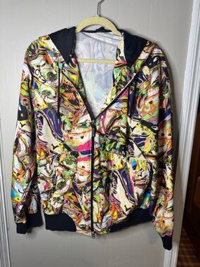 Vintage Jordan Brand Hoodie "All-over Shoe Print" Colorful Abstract Size Small